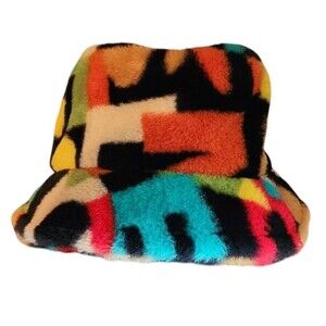 Bucket Hat Soft Plush Fur Colorful Unisex